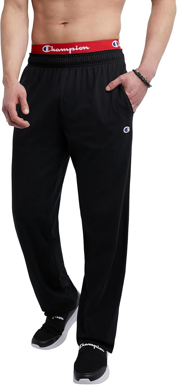Champion Men's Open-Bottom Lounge Pants, Standard Fit, Lightweight 100% Cotton, Available in Regular and Big & Tall