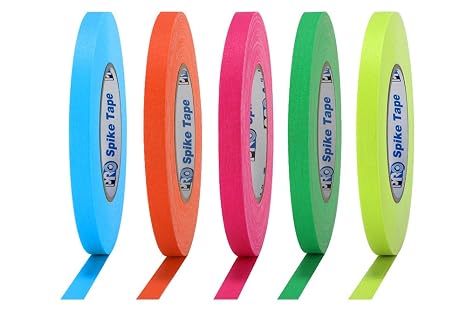 Pro Tapes Pro Spike Stack Tape 1/2" x 45yds Multicolor Neon High Visibility Fluorescent Gaffers Tape for Stage, Film, Safety & Event Marking, 5 Pack Neon Colors: Pink, Green, Orange, Blue, Yellow