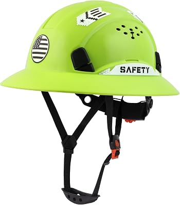 Full Brim Hard Hat, Cascos De Construccion, Hard Hats Construction OSHA Approved, Vented Hardhat, 6 Point Suspension Adjustable Ratchet, Safety Helmet for Men Women