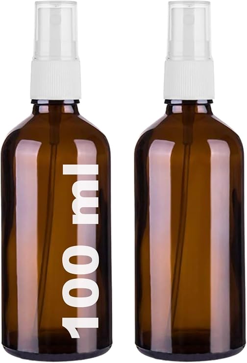 100 ml Kapaklı Beyaz Sprey Amber 100 Cc Fısfıs Kolonya Dezenfektan Kahverengi Cam Şişe 2 Adet (Amber Şişe | Beyaz Sprey, 100 ml)