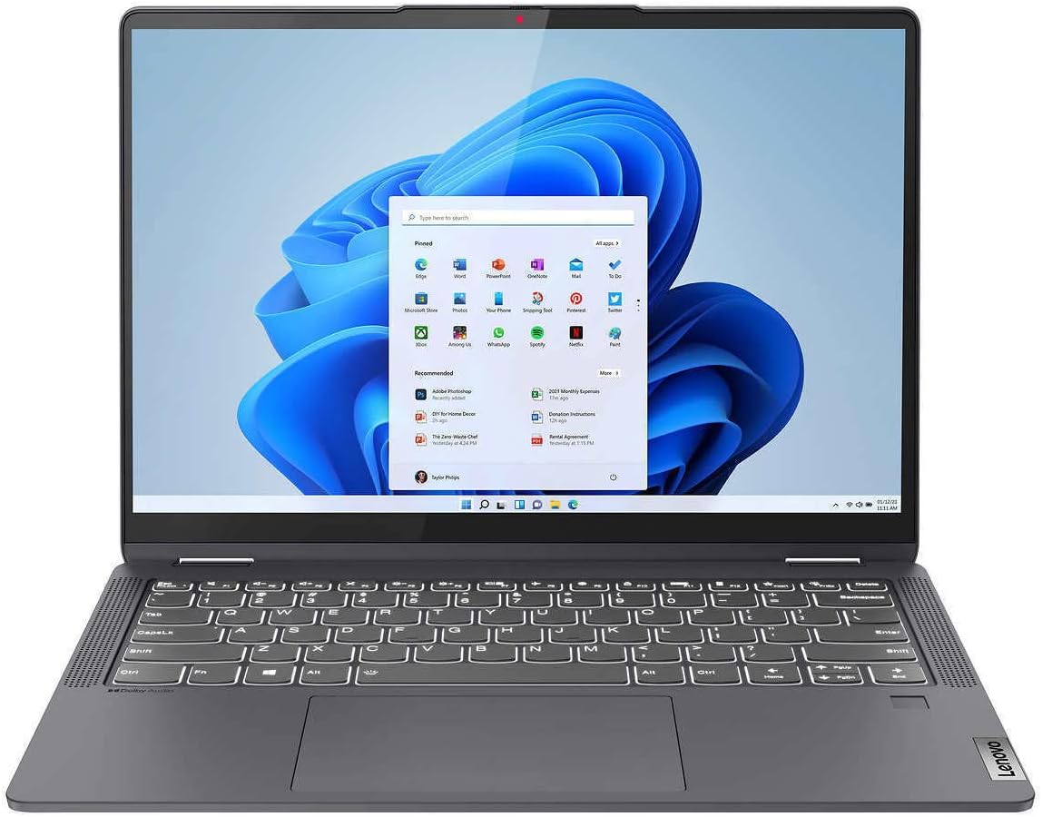 Lenovo IdeaPad Flex 5 2023-14 2880x1800 Touch Intel Iris Xe Graphics - Intel Core i7-1255U 10 Cores - 16GB DDR4 512GB NVMe SSD - Fingerprint Reader Support Stylus - Win10 TLG 32GB USB