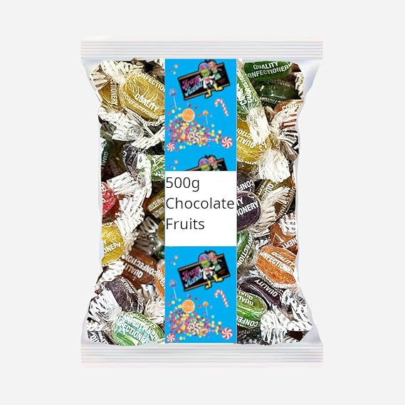 Krazy Kandi Chocolate Filled Fruit Sweets - 500g Hard Boiled Candy Mix - Assorted Flavors, Individually Wrapped - Nostalgic Treat, Perfect for Sharing & Candy Bowls