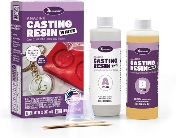 Amazing Casting Resin Kit Fast-Curing Resin for Mold Making Each Pack Includes Two 8oz Bottles, Mixing Cups, Stir Sticks, and Instructions Ideal for DIY Crafts, Jewelry (One Pack)