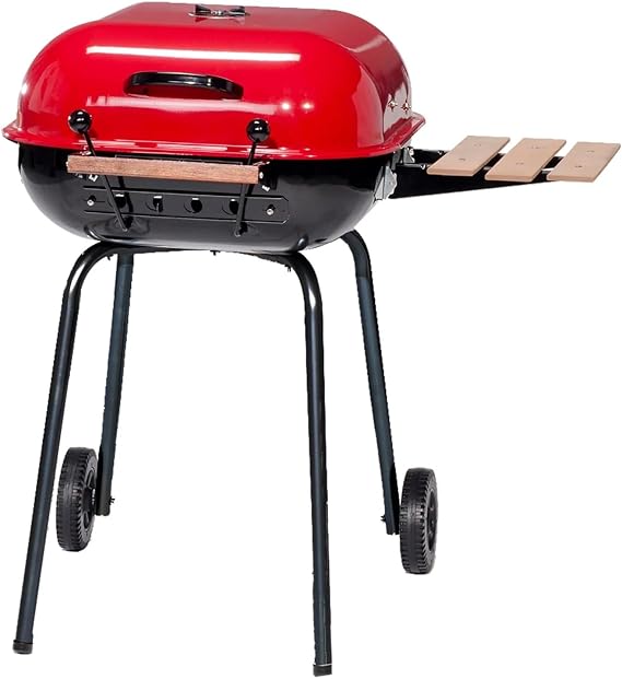 MECO Americana Swinger Charcoal Grill with One Side Table, Red, 332