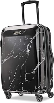 American Tourister Moonlight Hardside Expandable Luggage with Spinner Wheels, Black Marble, Carry-On 21-Inch