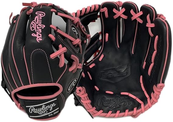 Rawlings R9 Baseball Glove 11.5 Inch I Web Black Pink Right Hand Throw