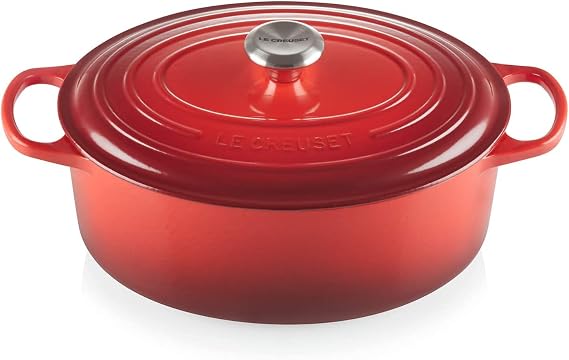 Le Creuset 15 1/2 Qt. Signature Goose Pot w/Additional Engraved Personalized Stainless Steel Knob - Cherry