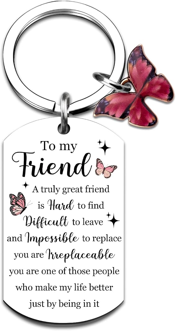 Best Friend Women Gifts Friendship Gift for Women Bestie Bff Female Birthday Valentines Day Gift Keychain Butterfly Sentimental Friends Present