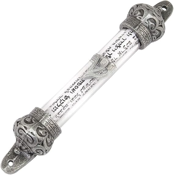 Silver Plated/Red Bronze Plated/Gold Plated Crown Cover 5 inch Mezuzah & Scroll, Judaica Israel Gift Jewish Door Mezuza from Jerusalem (Pewter Crown)