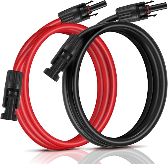 20 Feet 10 AWG Solar Extension Cables Fitted with Connectors