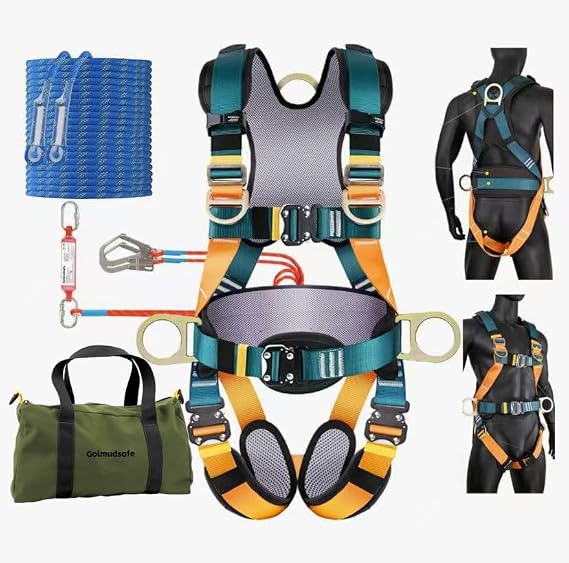 Fall Protection Harness,Safety Harness Fall Protection for Roofing/Electrical Work,Cushion bag&extra 30FT Rope