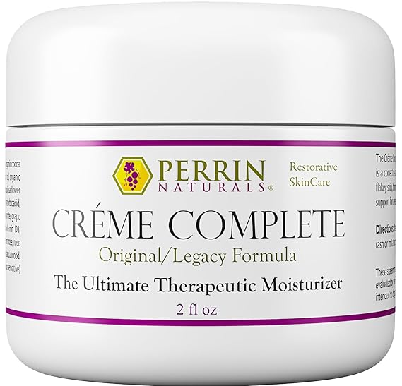 Perrin Naturals Creme Complete, Restorative Dry Skin Cream & Body Moisturizer for Sensitive Skin, Face & Body, Lichen Sclerosus & Rosacea Support, 2 oz