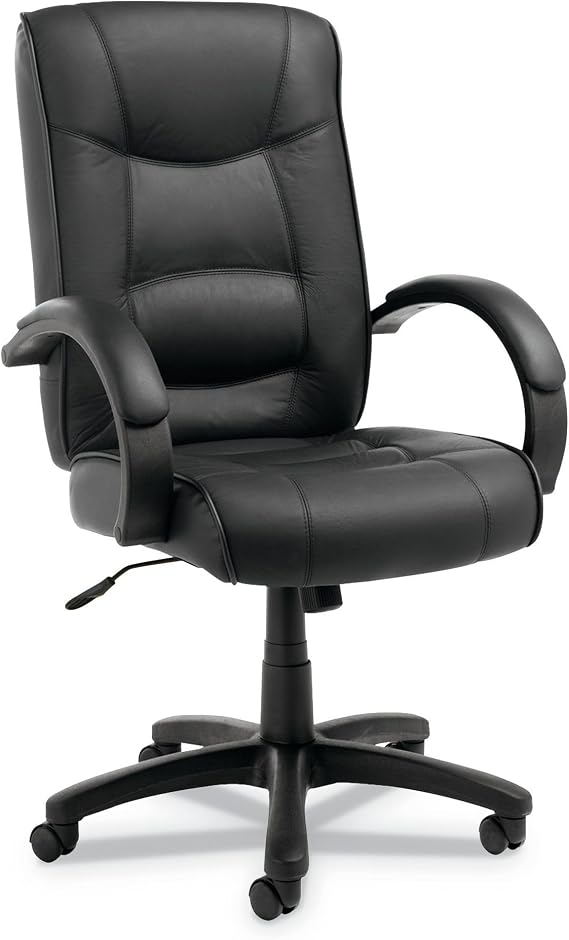Alera ALE Strada Series High-Back Swivel/Tilt Chair, Black Top-Grain Leather