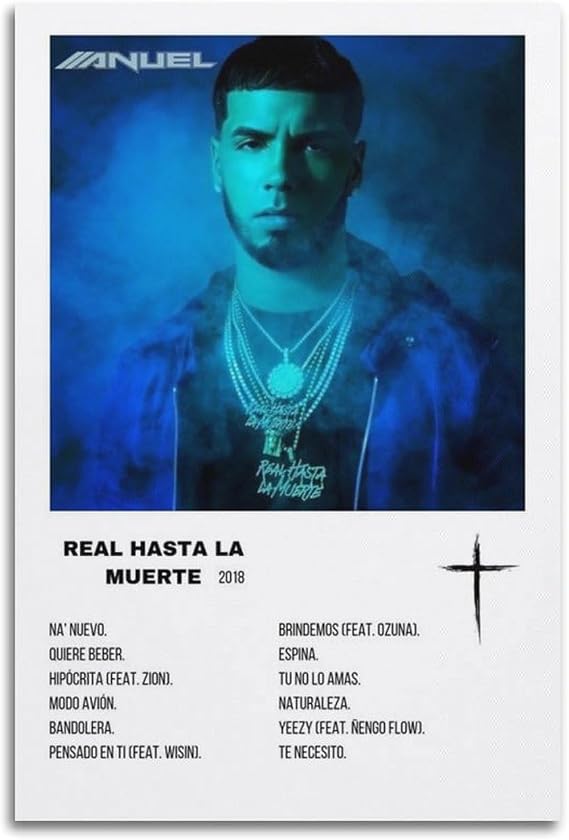 GNYOUS Real Hasta La Muerte Anuel AAMusic Album Art Album Canvas Poster Hip Hop Music Cover Wall Art Art Deco Music Decorative Poster Teen Decorate Living Room Home12x18inch(30x45cm) Unframe-style-22
