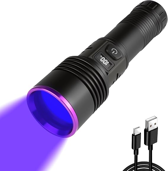 WINDFIRE 365nm UV Flashlight Rechargeable, Black Light Flashlights Powerful, Ultraviolet Blacklight for Pet Urine Detection, Rocks, Scorpions, Resin Curing, Blood Tracking