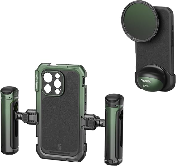 SmallRig x Brandon Li Mobile Video Kit for iPhone 16 Pro Max, Phone Cage with FilMov Lightweight Phone Case, Rotatable Wireless QR Handles, 67MM Magnetic VND Filter Kit, MagSafe Support