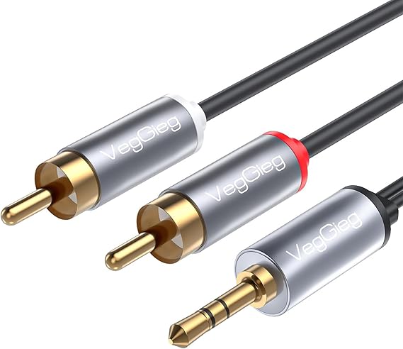 VegGieg 3.5mm Aux To 2 RCA Hi-Fi Ses Kablosu 1.5 Metre