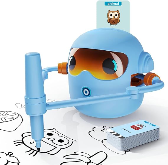 Drawing Robot for Kids Smart Sketcher Montessori Painting Toys | 100 Design Templates, 12 Color Pens, Voice-Guided Play, Ideal Gift for Ages 3-10
