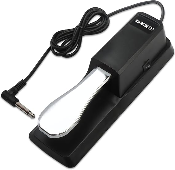 Sustain Pedal for Keyboard Universal, Premium Sustain Pedal, Piano Pedal for Keyboard with Polarity Switch for MIDI Keyboards, Digital Pianos, Yamaha, Casio and More, 1/4'' Input Plug by karmiero