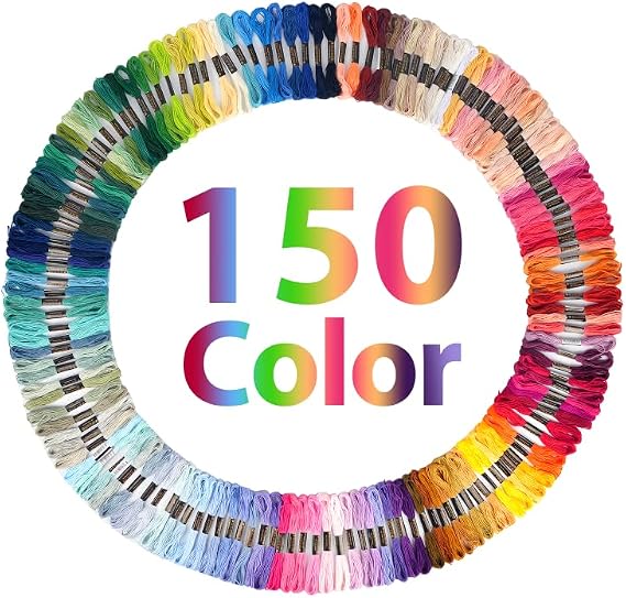 150 Color Skeins Rainbow Color Embroidery Floss,Cross Stitch Threads, Bracelet Yarn, Craft Floss