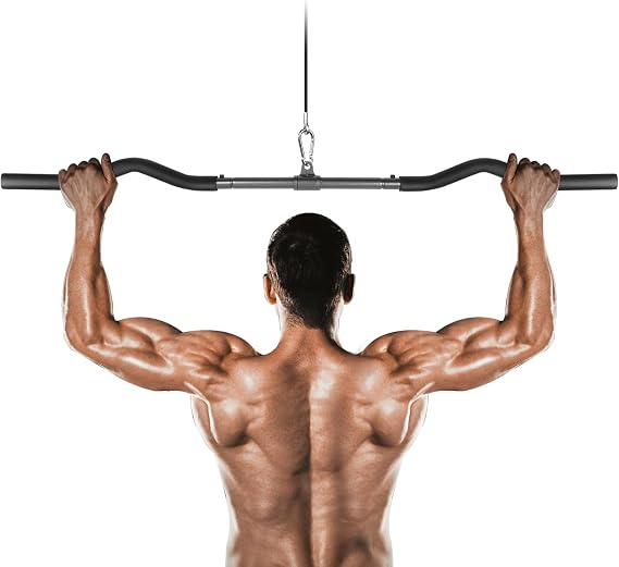 Fitness LAT Pulldown Bar, Gym Cable Machine Attachment LAT Bar, Curl Bar Tricep Press Down Bar Back Arm Muscle Building Strength Workout