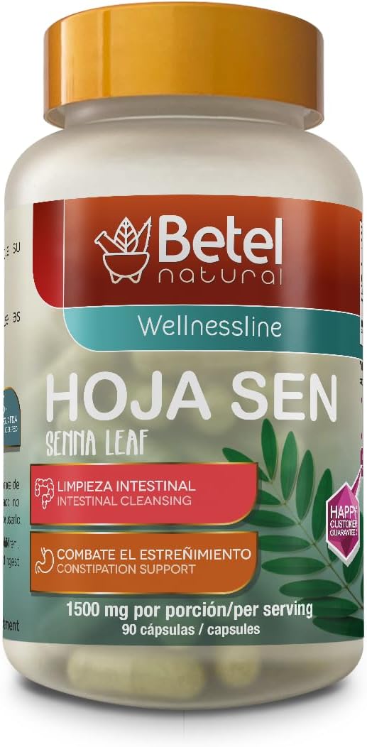 Betel Natural Premium Hoja Sen/Senna Leaf Capsules - 1500 mg Per Serving - 90 Caps