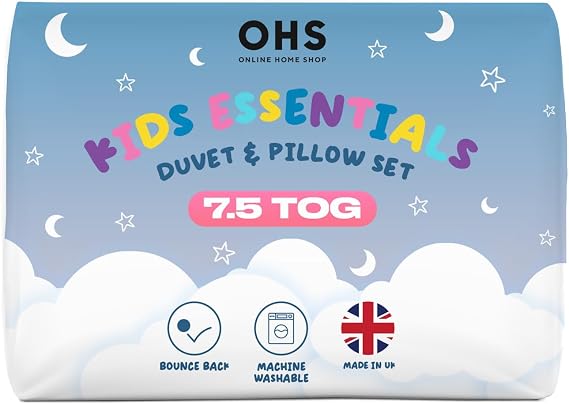 7.5 Tog Single Duvet and Pillow Set, Anti Allergy Soft Touch Microfibre Lightweight Summer Duvets Anti Bacterial Hollowfibre Machine Washable Kids Single Quilt with Pillow, White 