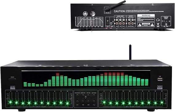 Stereo Graphic Equalizer,EQ8000 31-Band Professional Digital Crossover Equalizer,LED Music Spectrum Analyzer,12 Rhythm Patterns, Automatic Noise Reduction,for Recording Studio
