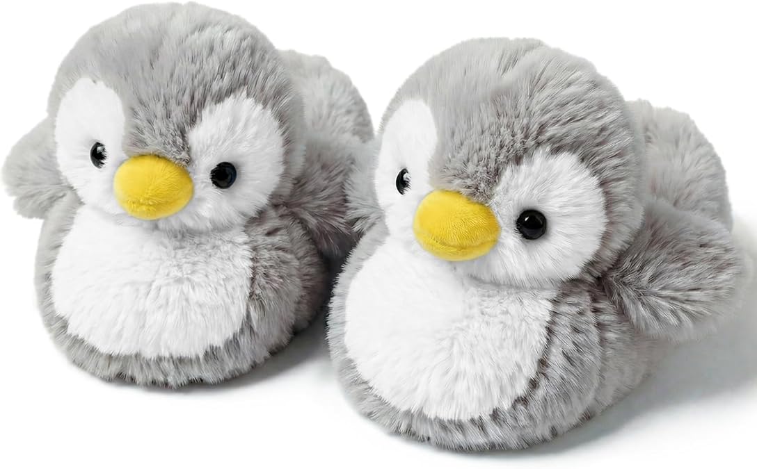 Penguin Cute Women Slippers Funny Animal Slippers Novelty Plush Slippers Fluffy Fuzzy Winter Warm Bedroom House Shoes Cartoon Slippers for Women Men Teen Girls