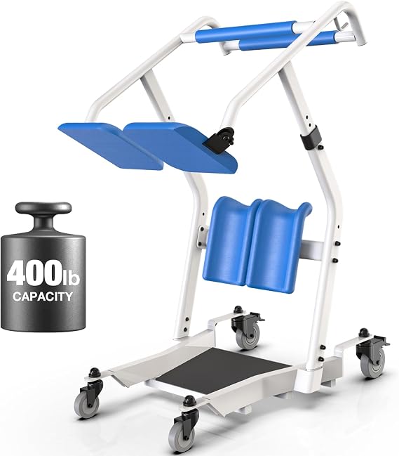 WHLICKS Upgraded Sit to Stand Patient Lift, One-Step Stand Assist Lift for Elderly,Lift Assist Transfer Device with Wheels, Home Care Use Transport Chair Stand Assist for Seniors, Adults & Disabled