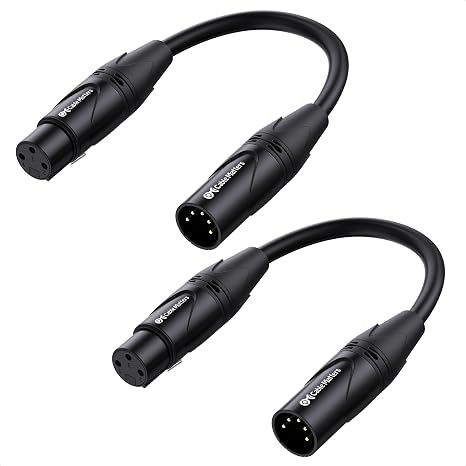 Cable Matters 2-Pack 5 Pin to 3 Pin DMX Lighting Cable, 6 Inches