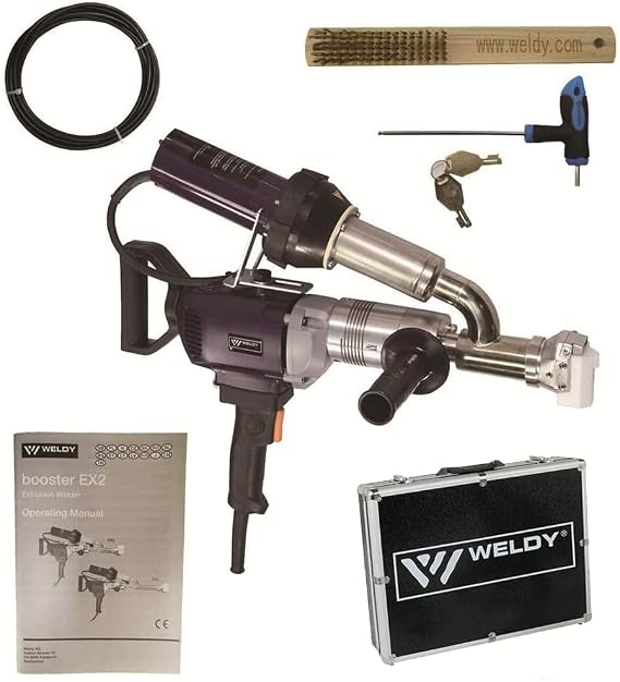 220V EX2 EX3 WELDY 3400W Handheld Plastic Extrusion Welding Machine kit Hot Air Plastic Welder Gun Vinyl Weld Extruder Welder Machine (EX2 extruder)