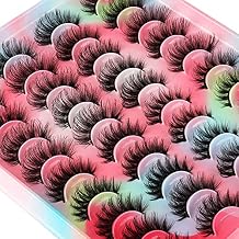 20 Pairs False Eyelashes Natural Fluffy Cat Eye Fake Eye Lashes 4 Styles Mixed Thick Wispy 5D Faux Mink Eyelashes Multipack
