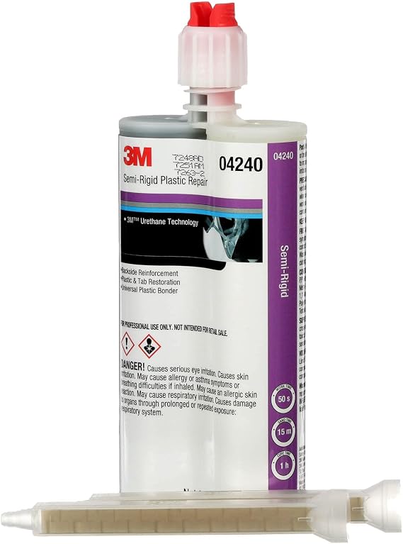 3M Semi-Rigid Plastic Repair 04240, Strong Adhesion, 200 mL Cartridge
