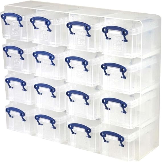 Really Useful Box Plastic Storage Organiser 0.3 Litre Pack Of 16 - Color: Clear