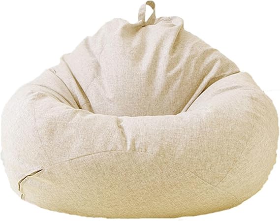 Bean Bag Chair Cover(No Filler) - Stuffed Storage Bean Bag Chair Cover with Inner Liners for Easy Cleaning - Bean Bag for Organizing,Large-Beige
