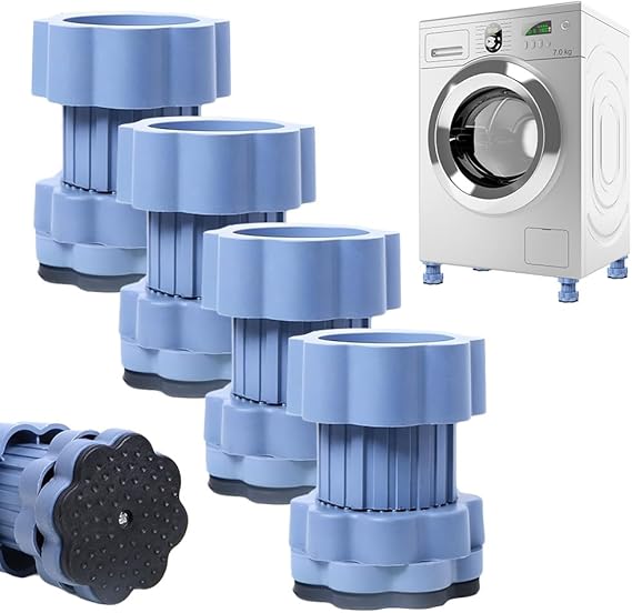 Universal Heightening Pad for Washing Machine Base, Anti Vibration Riser Pads for Washing Machine, Adjustable Washer Dryer Leveling Stand for Pedestals Protection (4)