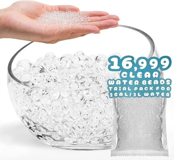ANZON MORIES Clear Water Beads 3 Size Options (16999 Pcs Trial Pack), Gel Bead for Wedding Centerpiece Table Decoration, Vase Fillers, Floating Candles, Christmas Decor Jelly Fill Up to 2 Gal Water