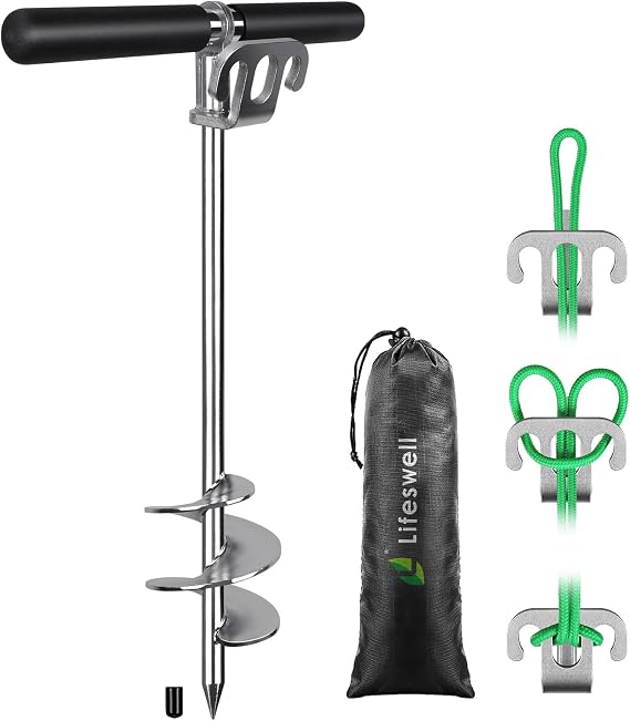 SELEWARE Sand Anchor for Boat, Stainless Steel Boat Beach Anchor, Screw in Sandbar Anchor for Shallow Water, Jet Ski, Kayak, Pontoon Boat Anchor Kit
