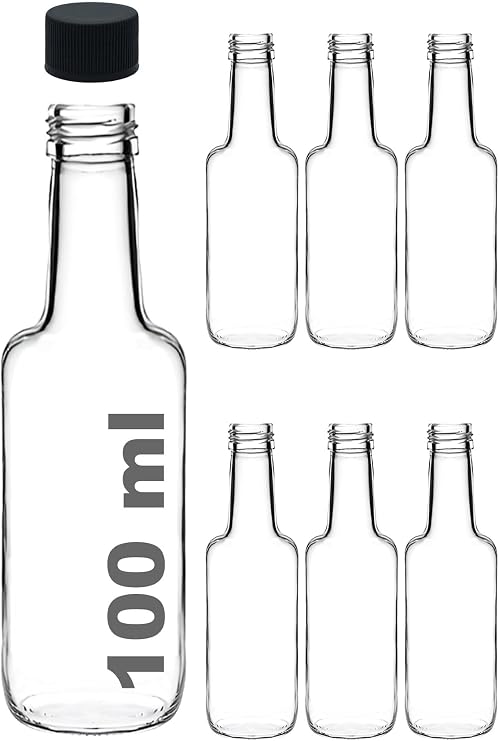 Afracam 100 ml Transparent Standard Sauce Bowl 100 cc Glass Bottle with Leak Proof Lid (6)
