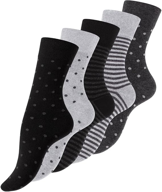 5-Piece Cute Women's Socks and girls' socks, polka dot and striped, cotton