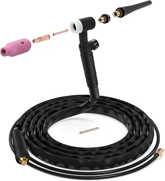 Reboot TIG Welding Torch 13FT Cable With Flexible Head WP-17FV Argon Air Cooled Lift TIG Torch 150Amp 10-25mm2 Connector For Reboot Welder Mahine RBM1450 RBM2000D RBM2500 Or Other Brand Lift TIG