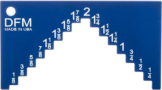 DFM Tool Works Saw Height Gauge - Precision Table Saw and Router Table Tool for Alignment and Calibration - 1/4" Wide Steps in 1/8" Increments & 1/4" Thick for Self Standing - Made in USA