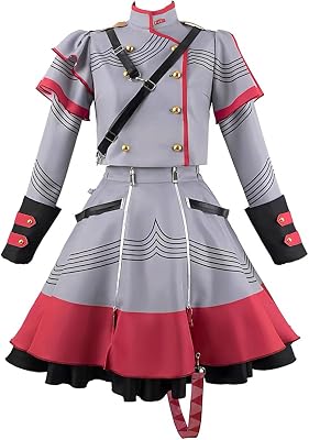 Anime Red gray Cosplay Costume Women Uniform Suit Dress