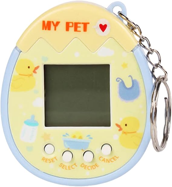 Virtual Pet Game Keychain - Child-Safe PP Electronic Pet with 90s Retro Design, Multi-Game Modes to Teach Responsibility & Social Skills (Durable for Kids) (Yellow)