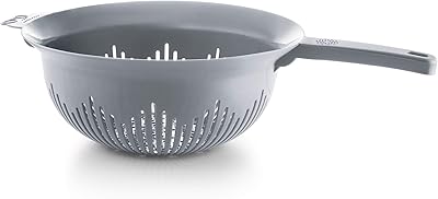 YBM HOME 9.75 Inch Plastic Strainer Colander with Long Handle Made of Food Safe BPA-Free Plastic - Use for Pasta, Noodles, Spaghetti, Vegetables and More 31-1130-gray 1, Gray
