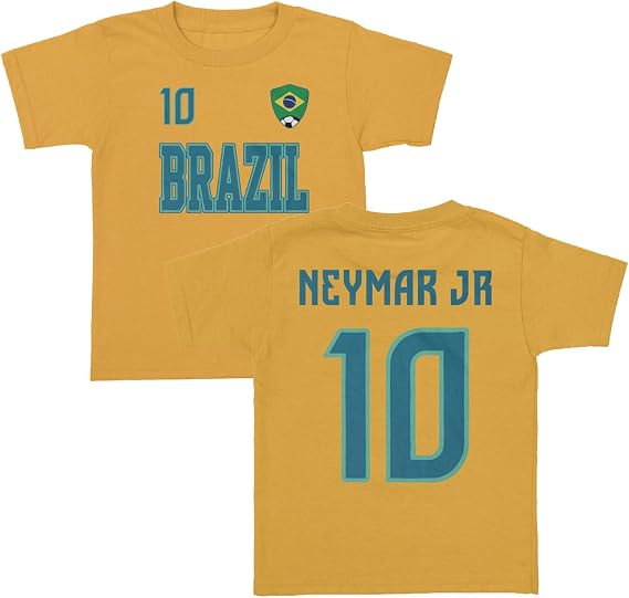 Brazil Neymar Jr 10 Soccer Inspired Jersey Style Toddler T-Shirt