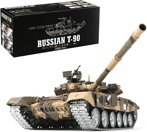 1/16 T90 Remote Control Tank, 2.4G RC Main Battle Tank with Light & Sound Spray, All Terrain RC Military Tank Off-Road Vehicles Army Battle Tank That Shoots