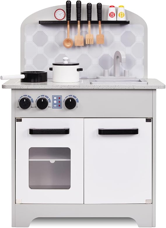 Lil' Jumbl Kids Play Kitchen, Pretend Cooking Set, Salt & Pepper Toy - Gray