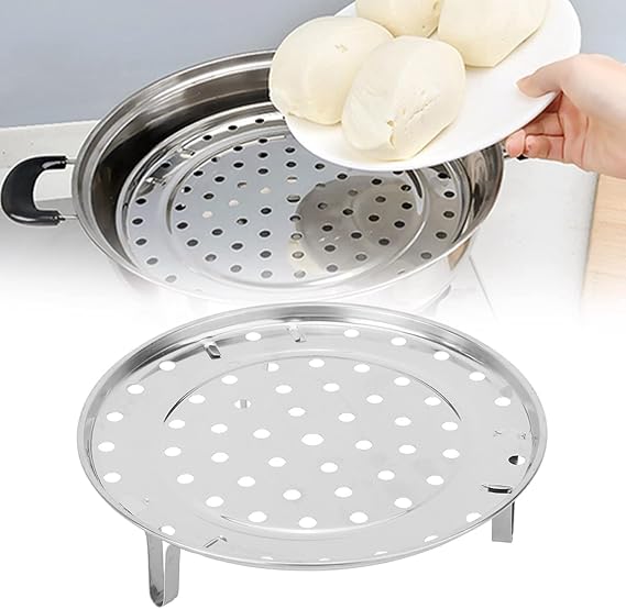 MallArt® Paslanmaz Çelik Buharda Pişirme Aparatı | Tencere İçi Çok Amaçlı Buhar Rafı | Sebze, Mantı, Hamur İşleri için Buhar Teli | 24 cm | Paslanmaz, Dayanıklı, Kolay Temizlik